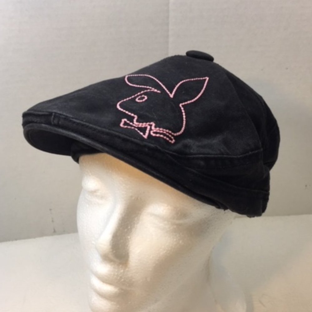 RARE Playboy Sequined Cap Hat Original  Black/Pink USED Vintage